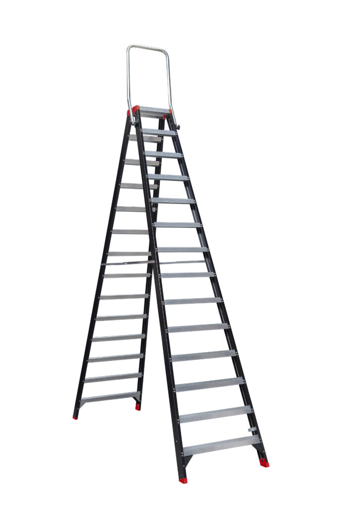 MAMMOET Dubbel Oploopbare Trap 2x14 met inklapbare beugel