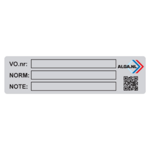 Alga Keuringscertificaat + Aluminium Registratieplaat