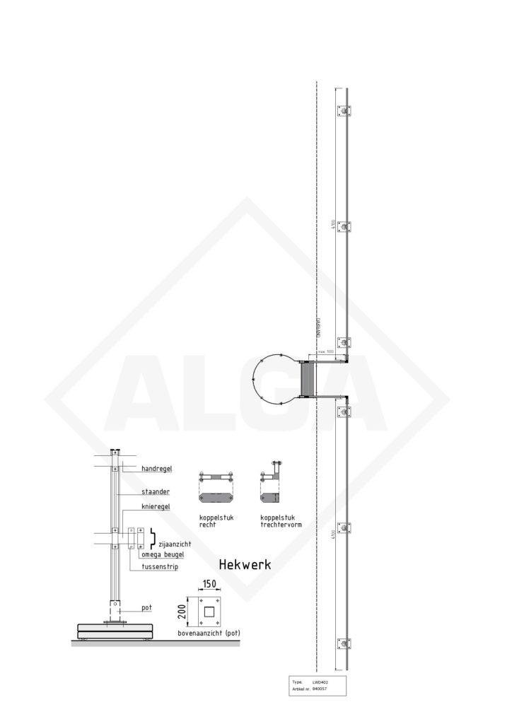 Hekwerk dakrand meelopend lengte 4