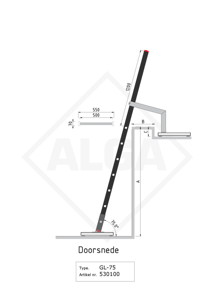 Gevelladder GLA-75°-110