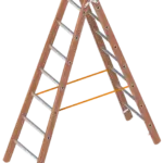 Dubbele Houten Bouwladder 2x7 Sporten – 2
