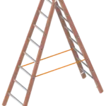 Dubbele Houten Bouwladder 2x8 Sporten – 2